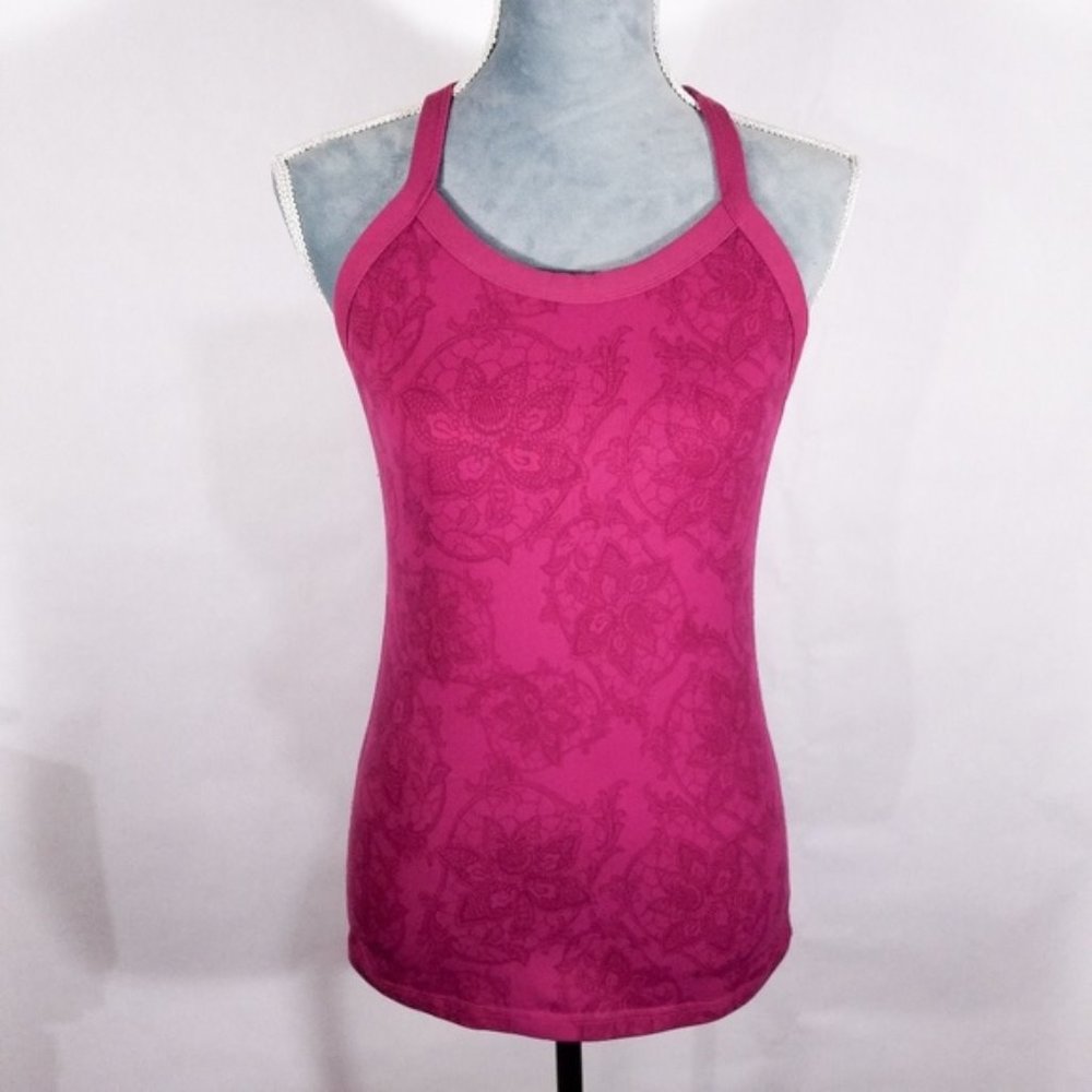 Lululemon Cute Pink Floral Built-In Bra Tank Top